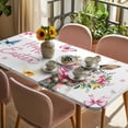thumbnail image 3 of Easter Bunny Table Cloths for 5 Foot Rectangle Tables, Cute Rabbits Spring Daisy Flowers Butterfly Patio Waterproof Elastic Fitted Tablecloths, Washable Rectangular Table Cover for Camping, 3 of 8