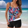 thumbnail image 2 of DHFJKG High Waisted Tankini Sets For Women 2 Piece Swimsuits Floral Tropical Print Swim Tank Top With Shorts Bottom Tummy Control Holiday Beachwear, 2 of 6