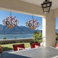 thumbnail image 5 of 2Sets Artificial Plant Hanging Basket, Paired with 20 Fake Tricolor Violet Flowers, Used for Home Porch and Courtyard Decoration (Purple White, 2), 5 of 11