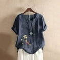 thumbnail image 2 of EQWLJWE Chemises pour Femmes Liquidation T-Shirts pour Femmes Manches Courtes Décontractées Col Rond Imprimé Ample Tunique Chemise Blouse Hauts, 2 of 5