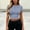 Light Blue, variant on Women's Clothes Tops New Arrivals Plus Size Casual Solid Color Midriff Baring Short Sleeve Round Neck Top