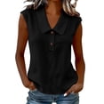 thumbnail image 2 of VBVC Women's Sleeveless Peter Pan Collar Shirt, Ladies' Breathable Button Down Tank Top, Casual Solid Color V-Neck Blouse For Women,Black,S-3XL, 2 of 7