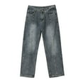 thumbnail image 3 of QHFBli Mens Straight Taper Jean Loose Straight Casual Wide Leg Mop Long Pants, 3 of 9