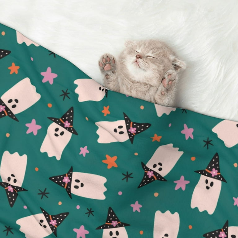 Pofeuu Halloween Ghosts Print Puppy Blanket,Dog Blankets,Pet