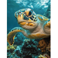 thumbnail image 1 of Qisvanset 12x16 Inch Sea Turtle Ocean Canvas Wall Art, Tranquil Underwater Wildlife Coastal Nautical Home Decor, 1 of 8