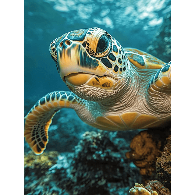 Qisvanset 12x16 Inch Sea Turtle Ocean Canvas Wall Art, Tranquil Underwater Wildlife Coastal Nautical Home Decor