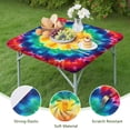thumbnail image 4 of Rainbow Tie Dye Mandala Pattern Square Fitted Tablecloth with Elastic Edge,Square Table Cover,Washable Elastic Table Cover for Home Kitchen Party Decor 34"x34", 4 of 6
