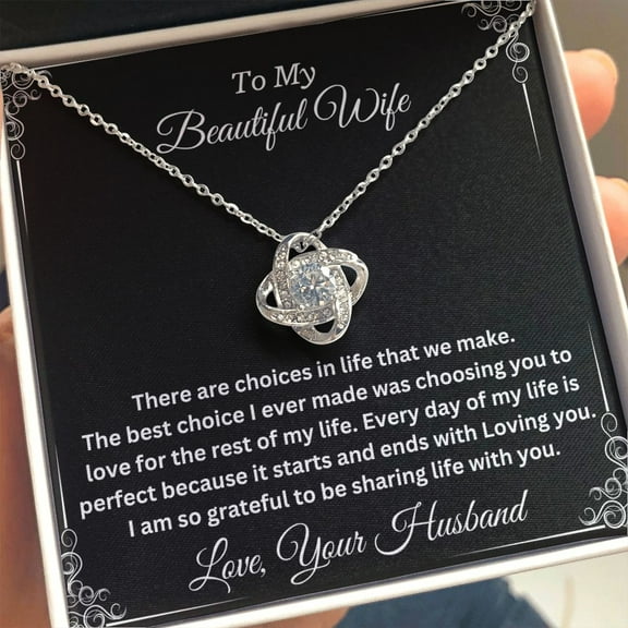To My Beautiful Wife Eternal Love Personalized Pendant Necklace Gift For Her