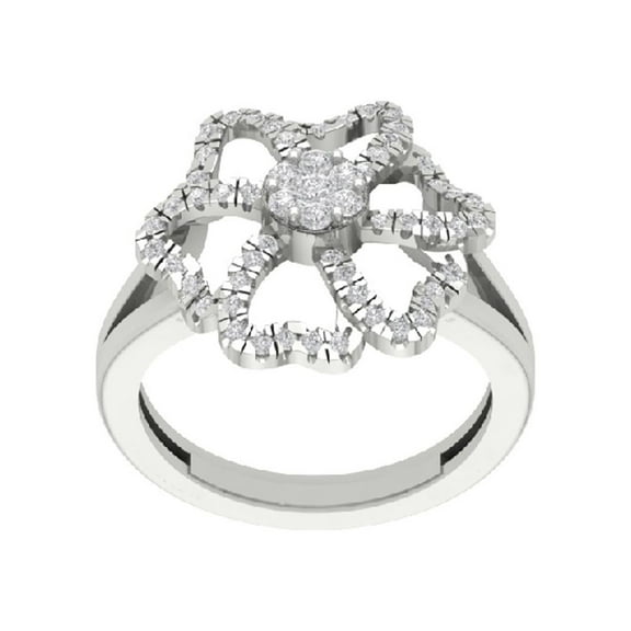 Araiya Sterling Silver Diamond Flower Shape Ring (1/2 cttw, I-J Color, I2-I3 Clarity), Size 7