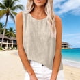 thumbnail image 2 of YAZHPA Hauts en Lin pour Femmes, Débardeurs en Coton et Lin pour Femmes, Chemises d'Été Sans Manches Décontractées à Col Rond, Beige P, 2 of 6
