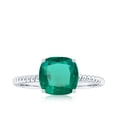 thumbnail image 4 of Rosec Jewels Cushion Cut Lab Created Emerald Solitaire Ring with Diamond for Women (8 mm), 14K White Gold, US 6.50, 4 of 8