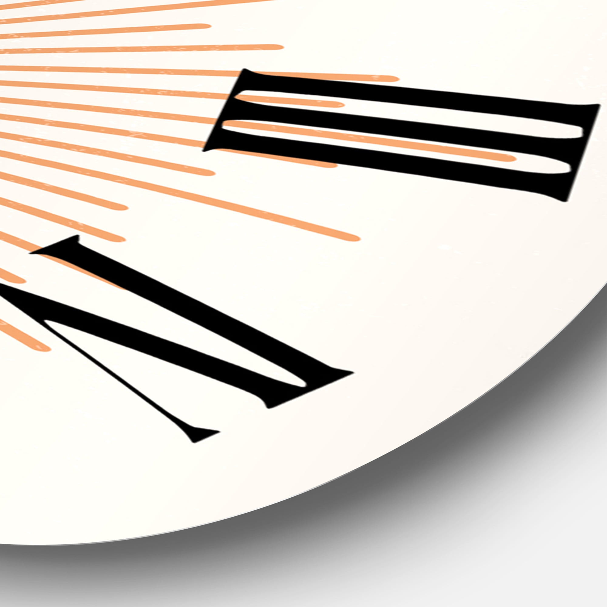 Designart 'Minimalist Bright Shining Orange Sun Rays Iii' Modern Wall Clock