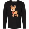 thumbnail image 3 of Inktastic Cute Christmas Reindeer with Christmas Lights Long Sleeve T-Shirt, 3 of 5
