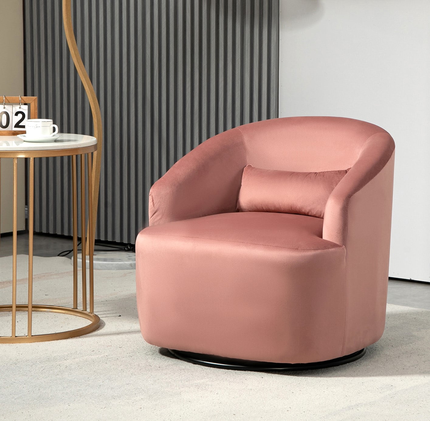US Pride Furniture Accent Chair with Barrel-shaped Design and 360 Degree Swivel Feature Rosa