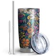 thumbnail image 2 of 20 Oz Pioneer Flower Coffee Tumbler Double Wall Insulated Stainless Steel Water Bottle | Metal Reusable Thermoses Flask with Cup Cap | Leak & Sweat Proof with Anti-Dust Lid, 2 of 7