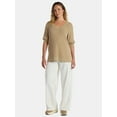 thumbnail image 2 of Time and Tru Women's and Women's Plus V Neck Tunic Sweatshirt with Long Sleeves, Sizes XS-4X, 2 of 5