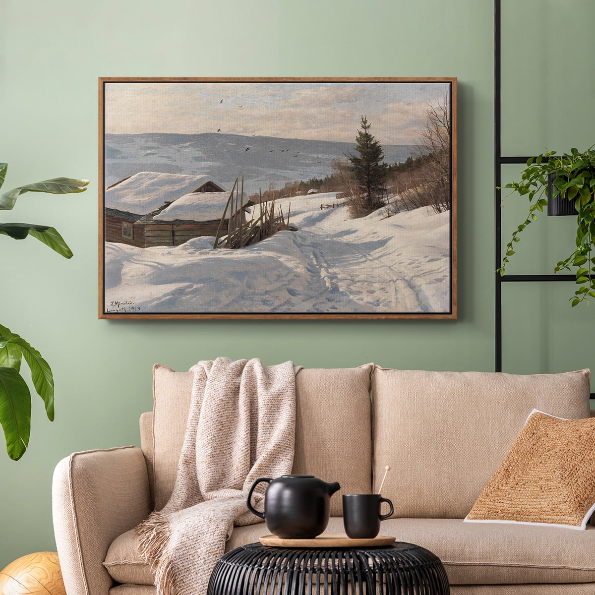 Vintage Landscape-CCCLXXXIII By Wexford Home Framed in Walnut Wood Gallery Wrapped Canvas 17 in. x 25 in.