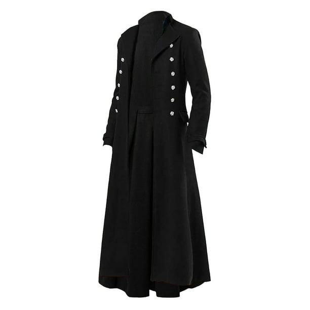 Qertyioot Christmas Coat for Men Steampunk Victorian Hooded Jacket