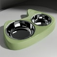 thumbnail image 6 of Cat Slow Feeder Bowl Set With 2 Stainless Steel Bowls, Cat Double Bowl With Green Base, For Cats, Pet Food & Water Feeding, 6 of 7