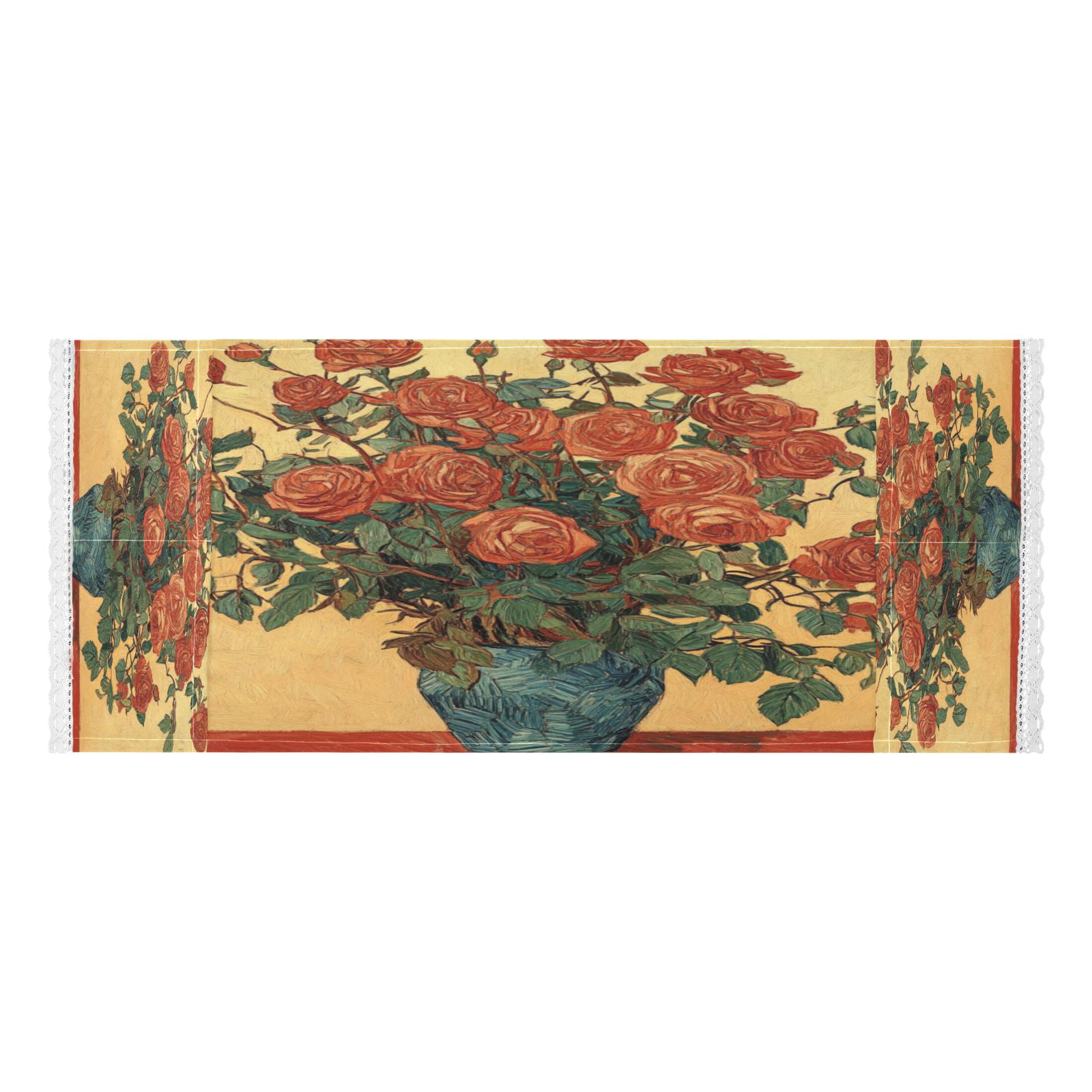 WOBOGO Oil Painting Patterns for Red Rose Pots Washing Machine Cloth Dryer Refrigerator Top Cover Protective Non-Slip Mat For Kitchen Laundry