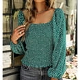thumbnail image 2 of Blouse Col Carré Taille Amincissante Manches Longues Imprimée Hauts à la Mode pour Femmes, 2 of 6