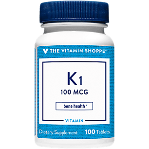 The Vitamin Shoppe Vitamin K1 100MCG, Supports Bone and Cardiovascular Health, Once Daily (100 Tablets)