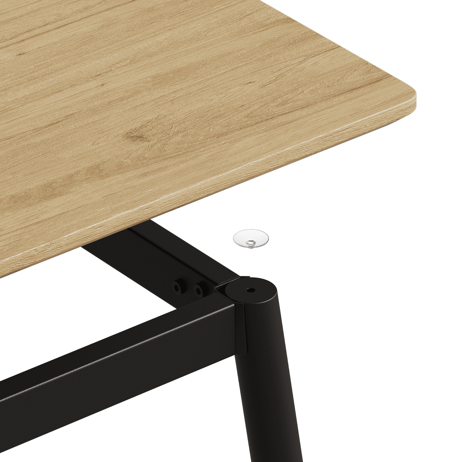 Modern Minimalist Dining Table, Wood Grain Design with Black Metal Legs