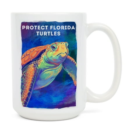 

15 fl oz Ceramic Mug Protect Florida Turtles Vivid Dishwasher & Microwave Safe