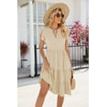 thumbnail image 2 of Women Dress V-Neck Short Sleeve T-Shirt Dress Ruffles Casual Swing Dress, 2 of 5