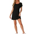 thumbnail image 2 of Noche de inspiración para mujeres, camisón de punto acanalado, pijama de manga corta, ropa de dormir casual, camiseta de noche, 3XL, negro, 2 of 6