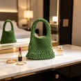 thumbnail image 5 of Woven Tote Bag 13x7.9 Inch Lightweight Cotton Rope Handbag Compact Hollow Woven Purse for Daily Beach Vacation Shopping Casual Use, 5 of 6