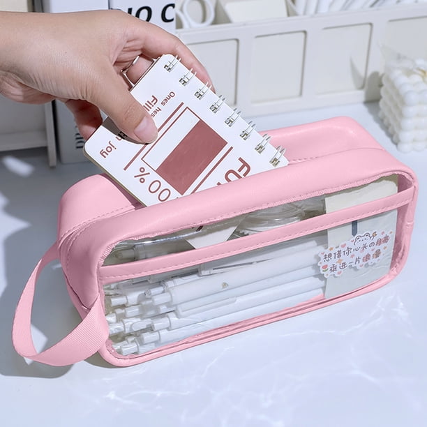 Estuche de malla transparente ZJT250117290 de PVC, impermeable, de gran capacidad, para bolígrafos, marcadores, organizador, bolsa de maquillaje, caja de almacenamiento de viaje para oficina,