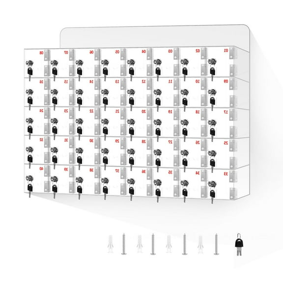 Cell Phones Pocket Locker Wall Mounted,  Keys Clear Acrylic Phone Jail Storage Cabinet, for Office Conference Rooms, Acrylic Transparent