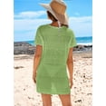thumbnail image 6 of DAKIMOE Women Swimsuit Cover Up Crochet Summer Outfits Swimwear Short Sleeve Knit Bathing Suit Cover UP Beach Dress, 6 of 7