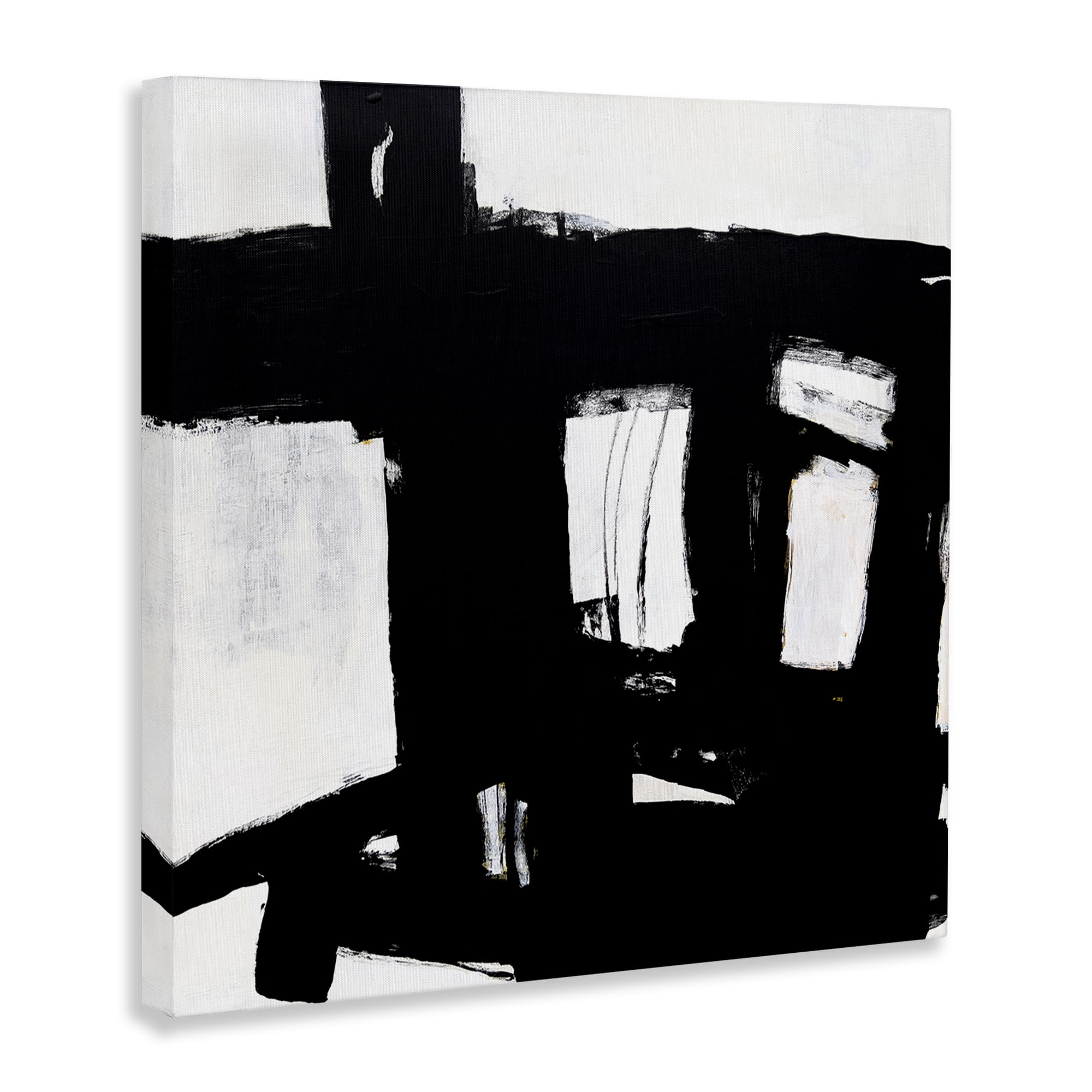 Stupell Industries Industrial Black Streaks Abstract Painting Gallery Wrapped Canvas Art Print Wall Art, 24 x 24