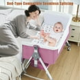 thumbnail image 6 of KFeng Baby Bassinet with Changing Table & Wheel,Adjustable Height for 0-36 Months, Pink, 6 of 12