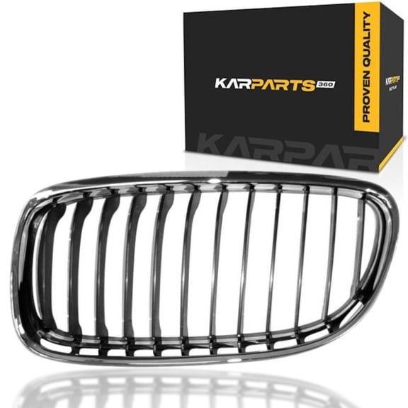 For BMW 335i 2009 2010 2011 Grille Driver Side | E90 | Sedan | Black Edge Center Fins w/ Chrome Frame | BM1200192 | 51137201967