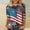 Red, variant on ZHUGeLI 4th of July Outfits for Women, Women's Fashion Three Quarter Sleeve Retro Round Neck Independence Printed Loose Tops Blouse Three Quarter Sleeve, American Flag Patriotic Outfits