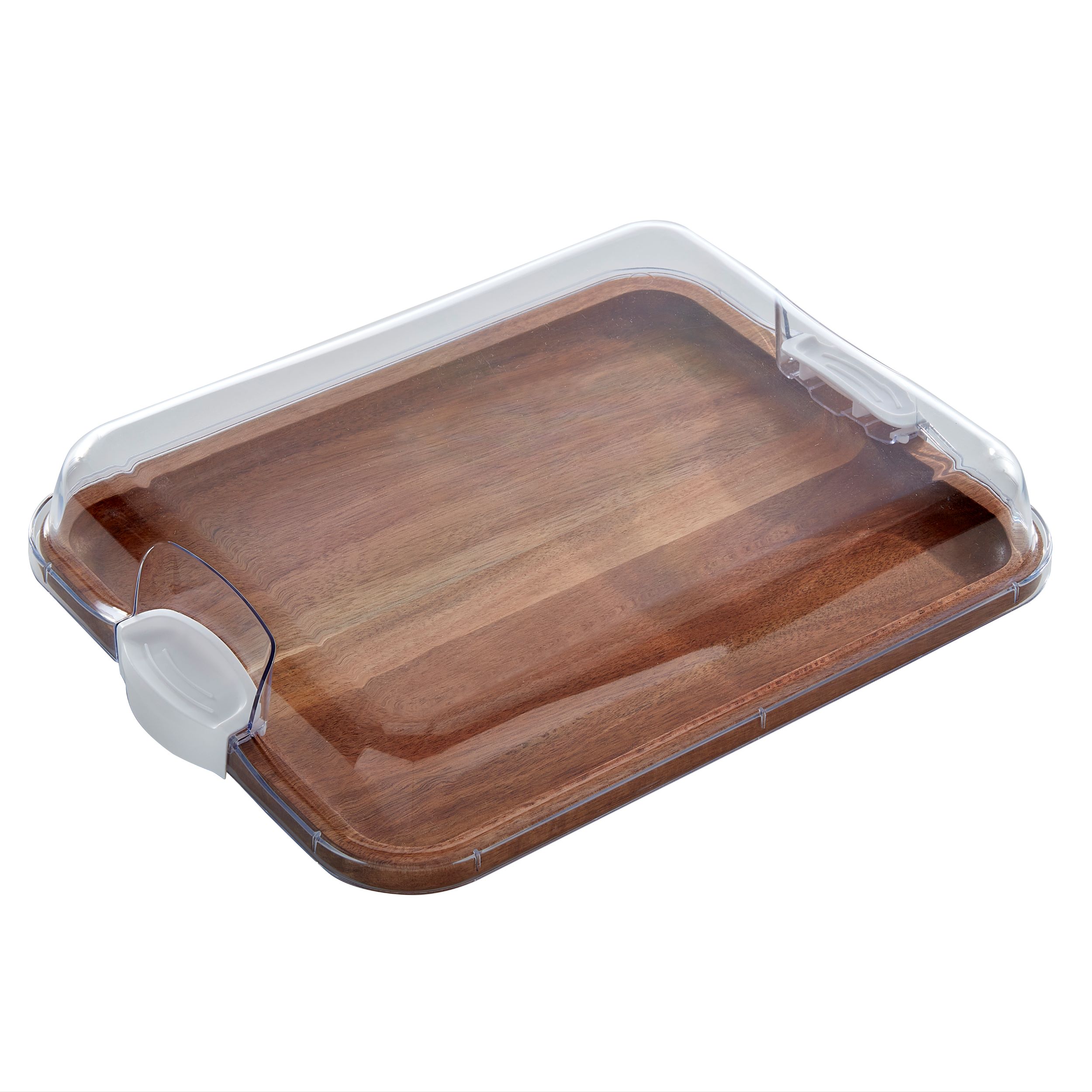 Farberware Build-a-Board Acacia Board, Single Compartment, Locking Lid, Charcuterie, 11x14, White