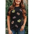thumbnail image 3 of Women's Black Sequin Crawfish Potato Lemon Corn Graphic Crewneck T-Shirt | [ZhiHiMeRi] | (US 8-10)M, 3 of 9