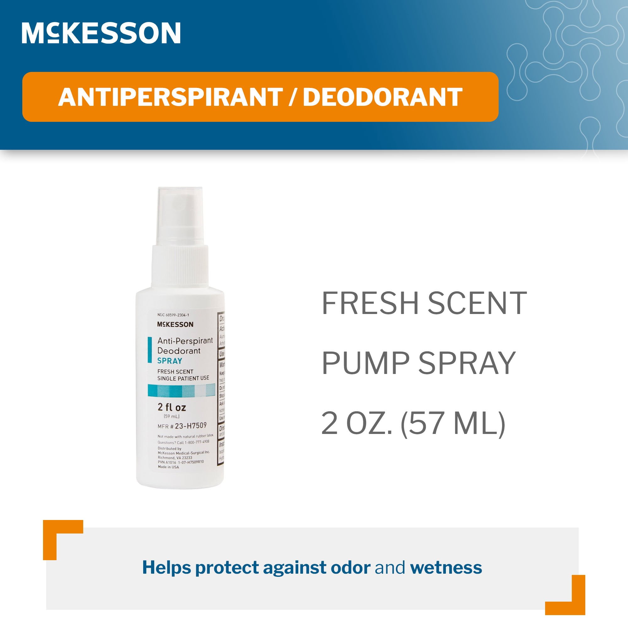 McKesson Deodorant - Spray-On Antiperspirant, Alcohol-Free, Fresh Scent, 2 oz, 48 Ct
