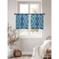 thumbnail image 3 of Abstract Bohemia Flower Sheer Curtains 45 Inches Long 2 Panels Blue Tribal Ethnic Light Filtering Semi Sheer Window Curtains Drapes for Bedroom Living Room 52"x45", 3 of 7