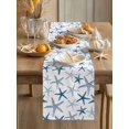 thumbnail image 3 of Summer Marine Life Table Runner, Watercolor Blue Starfishes Ocean Landscape Cotton Linen Kitchen Table Decoration Washable Dining Tabletop Runners for Home Party Decor 16x72 Inches, 3 of 9
