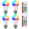 thumbnail image 1 of Bombillas LED que cambian de color ILC, 5 W, 450 LM, 2700 K, E26, paquete de 4, 1 of 8