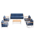 thumbnail image 2 of Unnifurnzi 6 Pieces Outdoor Furniture-Outdoor Furniture Set with Patio Chairs All Weather Outdoor Sofa with Coffee Table for Deck Porch Poolside Balcony-White/Blue, 2 of 7
