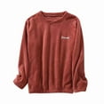 thumbnail image 2 of Women's Soft Fleece Pajamas Tops Warm Winter Sleepwear Cute Fuzzy Fashion Flannel Casual Loose Loungewear New Fall Pajamas Tops Women Plus Size Red One Size, 2 of 4