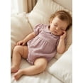 thumbnail image 6 of BemeyourBBs Newborn Baby Girl Summer Clothes Infant Baby Girl Cotton Linen Outfit Bubble Romper Summer Puff Short Sleeve Doll Collar Cute Solid Color Bodysuit Jumpsuit Playsuit, 6 of 9