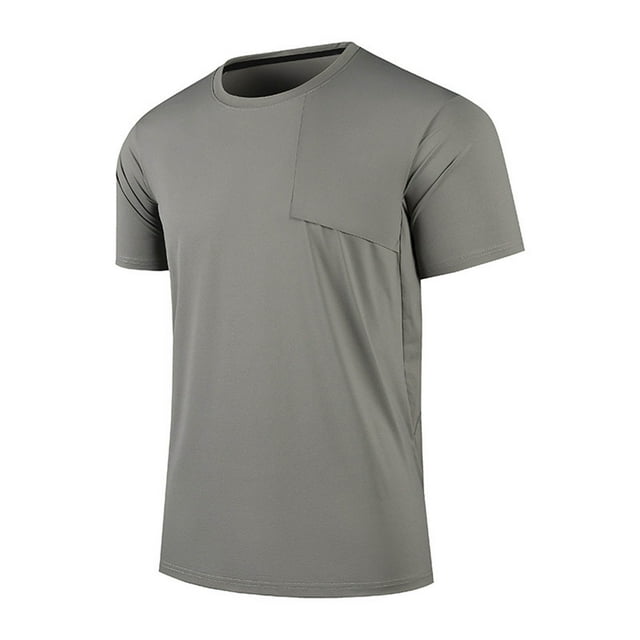 Camiseta de cuello redondo para hombre - Transpirable - Secado rápido - Verano informal - Poliéster