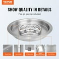 thumbnail image 2 of VEVOR 19" Round Drop-in Fire Pit Pan Stainless Steel Fire Pit Burner 92,000 BTU, 2 of 9