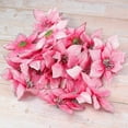 thumbnail image 5 of 100 Pack Glitter Poinsettia Christmas Tree Ornaments 5Inch Artificial Silk Flowers Picks Decor Wreath Garland (Pink), 5 of 8
